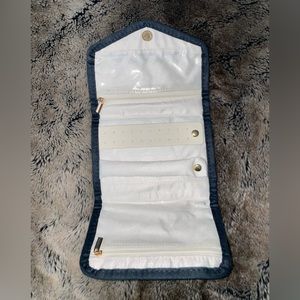 Brand New Cosmetic Makeup Jewelry Navy Blue Quilted Wallet Travel Clutch Storage